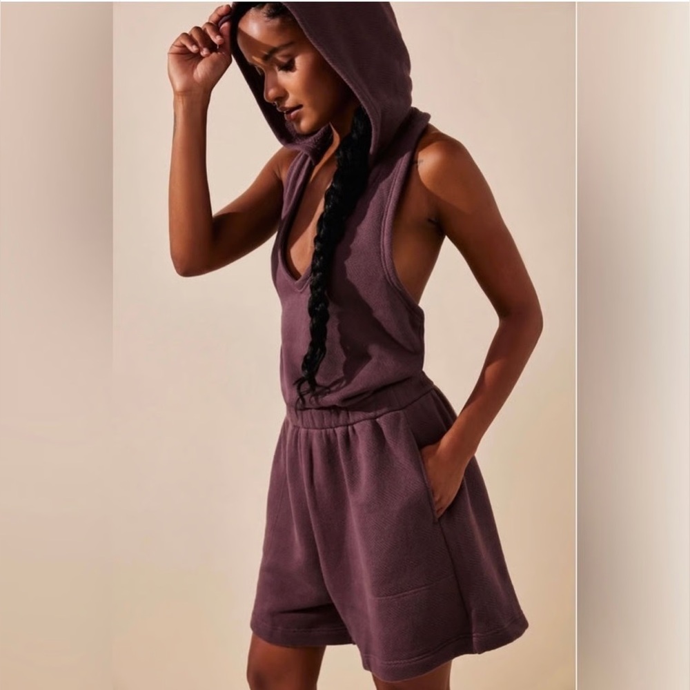 Free People Purple Hooded Romper